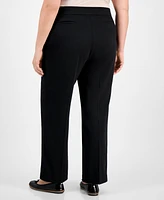 Ak Anne Klein Plus Pull-On Wide-Leg Pants