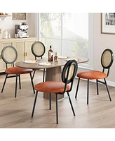 Gaomon Dining Chairs Set of 4, Rattan Kitchen Chairs with Thicken Upholstered, Modern Dining Room Chairs Set of 4,Brown