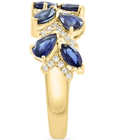 Effy Blue Sapphire (1-3/4 ct. t.w.) & Diamond (1/8 ct. t.w.) Statement Ring in 14k Yellow Gold