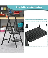 Flynama 3 Aluminum Step Ladder, 3 Step Stool Folding Step Stool with Handrails, Sturdy Step Stool for Adult, Gorilla Ladders 500LBS Capacity Sturdy& P