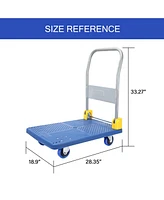 Flynama Foldable Push Hand Cart, Platform Truck with 440 lbs. Weight Capacity, Blue