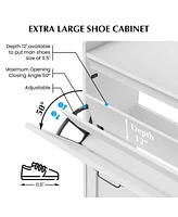 gaomon Shoe Cabinet with 2 Flip-Up Drawers, Hidden Shoe Storage Cabinet with Open Storage for Entryway, Hallway, Bedroom, Shoe Organizer Cabinet with