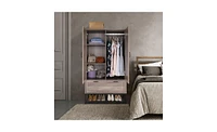 Slickblue Fch Mdf & Particleboard Triamine Veneer 2 Doors 1 Pump Wooden Wardrobe Grey