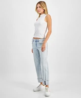 Indigo Rein Juniors' Faded Mid-Rise Cuffed Capri Jeans