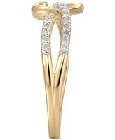 Diamond Interwoven Heart Ring (1/4 ct. t.w.) 14k Gold-Plated Sterling Silver