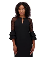 Jessica Howard Women's Contrast-Sleeve Keyhole Sheath Dress