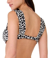 Kate Spade New York Women's Animal-Print Shirred Bikini Top