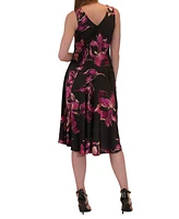 Robbie Bee Petite Floral Cowlneck Sleeveless Midi Dress