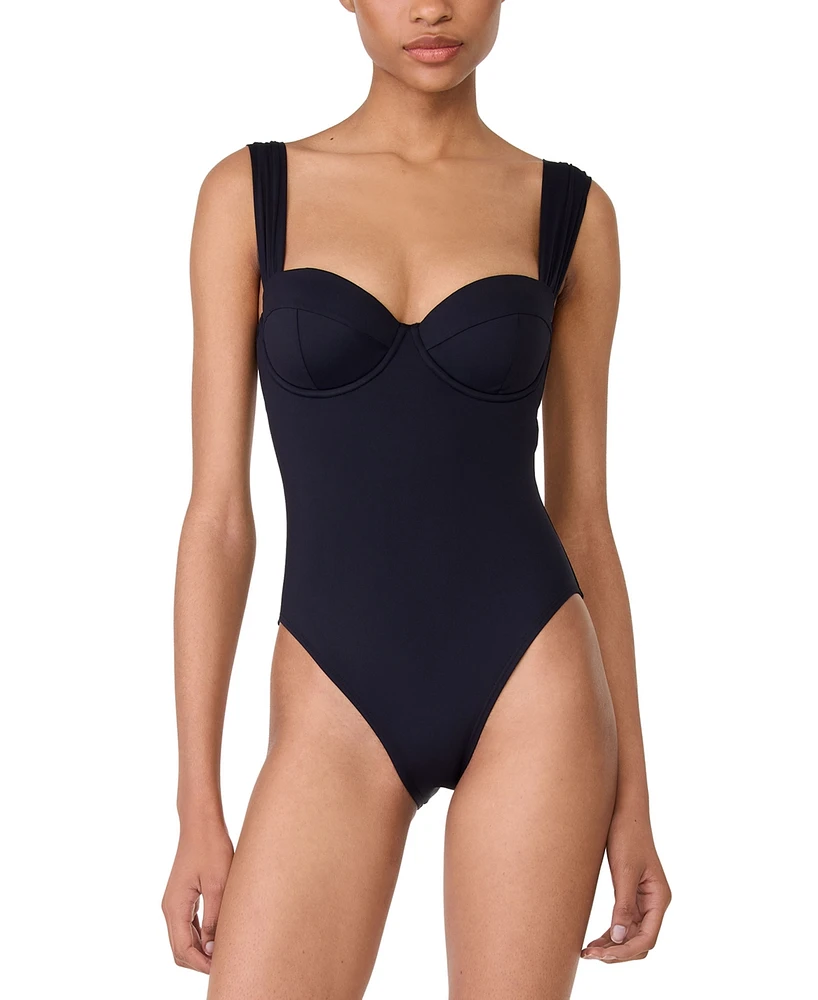 Kate Spade New York Women's Shirred Strap One-Piece Swimsuit