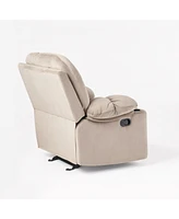 Luxurious Manual Recliner Chair In Coffee, Skin-Friendly Fabric, Dual Cup Holders