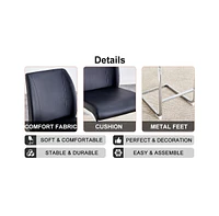 Streamdale Furniture A set of two black chairs, including Pu pads + silver metal legs. Small size, suitable for some people, suitable for dining room,