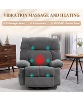 Streamdale Furniture Vibration Massage Chair Recliner with Heat, Oversized Swivel Rocker Chair, Single Sofa, Teddy Fabric Manual Recliner Chair with F