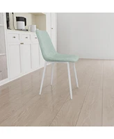 A set of 4 dining chairs, modern kitchen dining chairs, linen padded chairs, and sturdy white metal leg decorated dining chairs. Fabric dining chair (