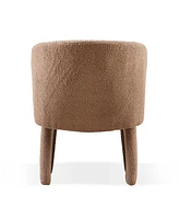 Modern Accent Chair Brown Single Sofa Chair, Upholstered Side Chair Teddy Comfy Chair for Dining room/Bedroom/Living Room/Reception-Brown-2PC