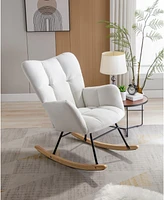 Streamdale Furniture Mid Century Modern Velvet Tufted Upholstered Rocking Chair Padded Seat for Living Room Bedroom