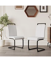 Modern Dining Chairs, Pu Faux Leather High Back Upholstered Side Chair with C-shaped Tube.Black Metal Legs for Dining Room Kitchen Vanity Patio Club G