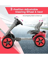 Hongge Pedal Powered 4-Wheel Toy Car with Adjustable Steering Wheel and Seat