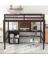 Slickblue Wooden Loft Bed with Desk, Writing Board, and 2 Drawer Cabinet for Space-Saving Kids' Room Solutions