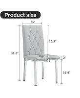 4 piece dining chairs.Light gray provides a modern feel, while the checkered buckle design has a traditional and classic touch. Suitable for various o