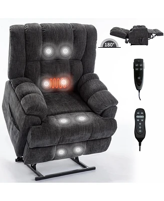 Streamdale Furniture Dual Motor Heat Massage Infinite Position Up to 350 Lbs Electric Power Lift Recliners with Power-Remote, Medium-firm and Heavy Du