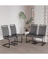 Modern Dining Chairs, Pu Faux Leather High Back Upholstered Side Chair with C-shaped Tube. Black Metal Legs for Dining Room Kitchen Vanity Patio Club