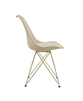 Streamdale Furniture Modern Dining Chairs with Shell Lounge Plastic Seat and Golden Steel Legs Kitehcn chairs meeting room chairs living room, Set of