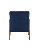 Streamdale Furniture Modern Accent Chair, Solid Wood Padding Lounge Armchairs With One pillow for Living Room, Bedroom, Guest Room (Navy)