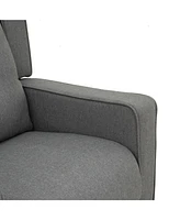 Wingback swivel recliner chair glider rocking chair for Nursery with Button Tufted, Padded Single Home Theater Seater for Living Room Bedroom, Grey