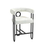 Bar Stools Set of 2, Modern Bar Stool with Back, Black Metal Frames, Upholstered Bar Stools for Kitchen Island, Pub, Club (Beige Chenille