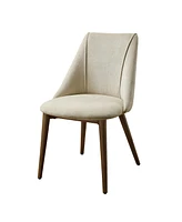 Streamdale Furniture Willene Side Chair (Set-2), Beige Fabric & Walnut Finish