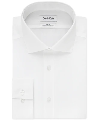 Calvin Klein Men's Slim-Fit Non-Iron Spread Collar Herringbone Dress Shirt