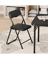 gaomon Boys and Girls Folding Table and Chairs Set of 3, Portable Table and Chair with Pu Soft Cushion