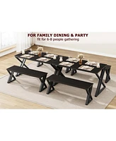 gaomon 55” Dining Table with Benches, Kitchen Table Set for 4-6