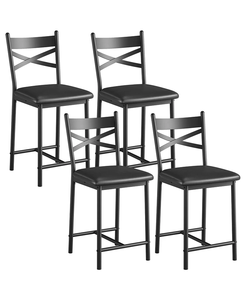 gaomon Bar Stools Set of 4, Kitchen Barstools with Footrest and Back, Pu Leather Counter Height Bar Stools with Footrest