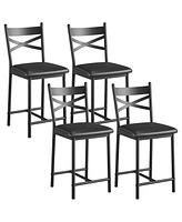 gaomon Bar Stools Set of 4, Kitchen Barstools with Footrest and Back, Pu Leather Counter Height Bar Stools with Footrest