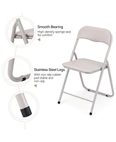 gaomon Folding Chairs 2 Pack with Cushion, Outdoor & Indoor Event Portable Metal Folding Chairs,Beige