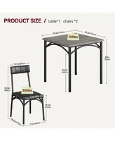 gaomon Dining Table Set, Kitchen Table and Chairs for 2, with 2 Upholstered Chairs, 3 Piece Dining Table Set,Rustic Grey