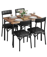 gaomon Dining Table Set, Kitchen Table and Chairs for 4, Table Set with 4 Upholstered Chairs, 5 Piece Dining Table Set,Brown
