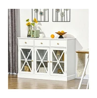 Slickblue Elegant White Kitchen Sideboard & Storage Cabinet – Multifunctional Coffee Bar Cabinet