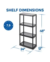 Gracious Living 4 Shelf Fixed Height Light Duty Storage Unit, Black (2 Pack)