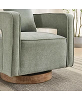 29.1" W Swivel Accent Open Back Chair Modern Comfy Sofa Chair With Weathered Base For Nursery Bedroom Living Room Hotel Office, Club Chair Leisur