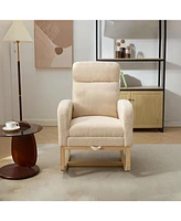 Streamdale Furniture Modern Accent Rocking Chair Rocking Chair with Solid Wood Legs, Upholstered Nursery Glider Rocker, Comfy Armchair with Side Pocke