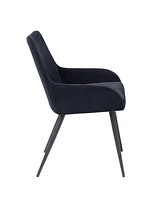 Streamdale Furniture Zudora Side Chair (Set-2), Black Linen & Black Finish