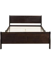 Slickblue Wood Platform Bed with Headboard and Sturdy Wooden Slat Support for Enhanced Mattress Stability