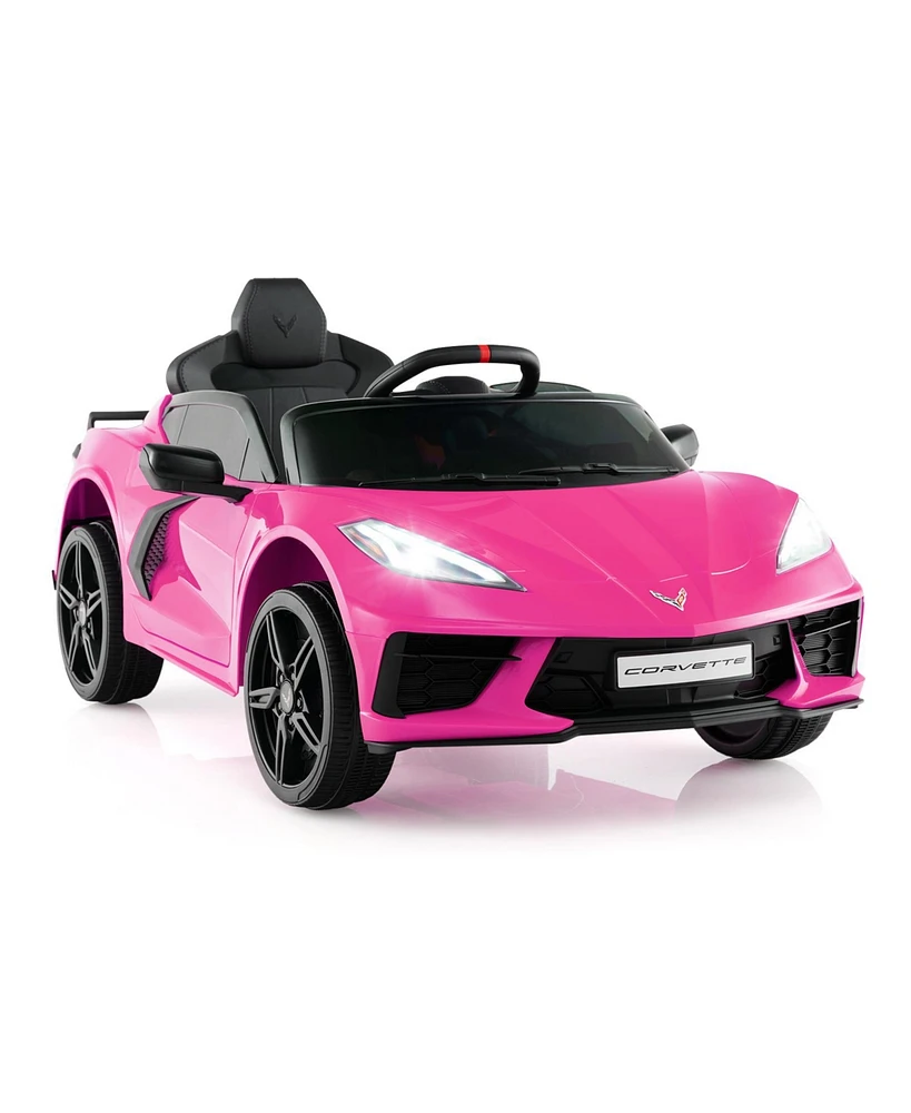 Hongge 12V Electric Kids Ride On Car Licensed Chevrolet Corvette C8 with Remote Control Ages 3+ Years Old