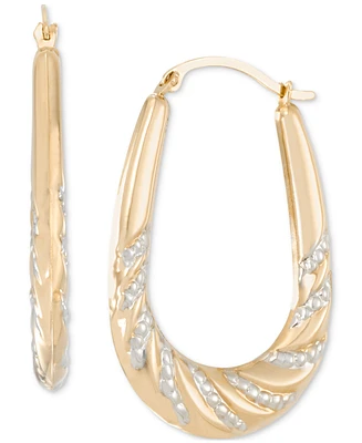 Macy's Textured Oval Hoop Earrings in 14k Two-Tone Gold - Two