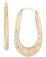 Macy's Textured Oval Hoop Earrings in 14k Two-Tone Gold