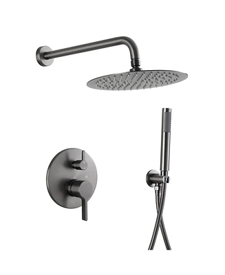 Mondawe Pvd Gun Black 10 Inch Round Bathroom Shower Combo Set