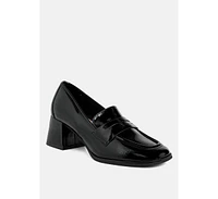 London Rag Umdoni Penny Strap Block Heel Loafers