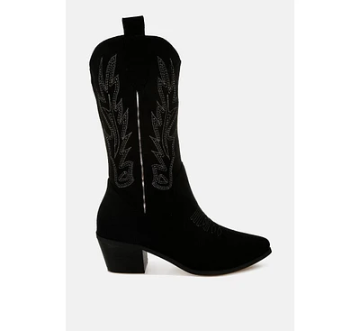 London Rag Mae Embroidery Detail Cowboy Boots